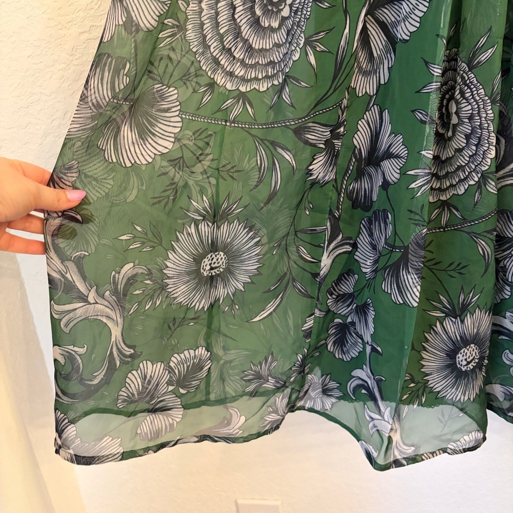 Anthropologie Penny Floral Pleated Midi Dress XL Wedding Guest Chiffon Romantic - Picture 4 of 15